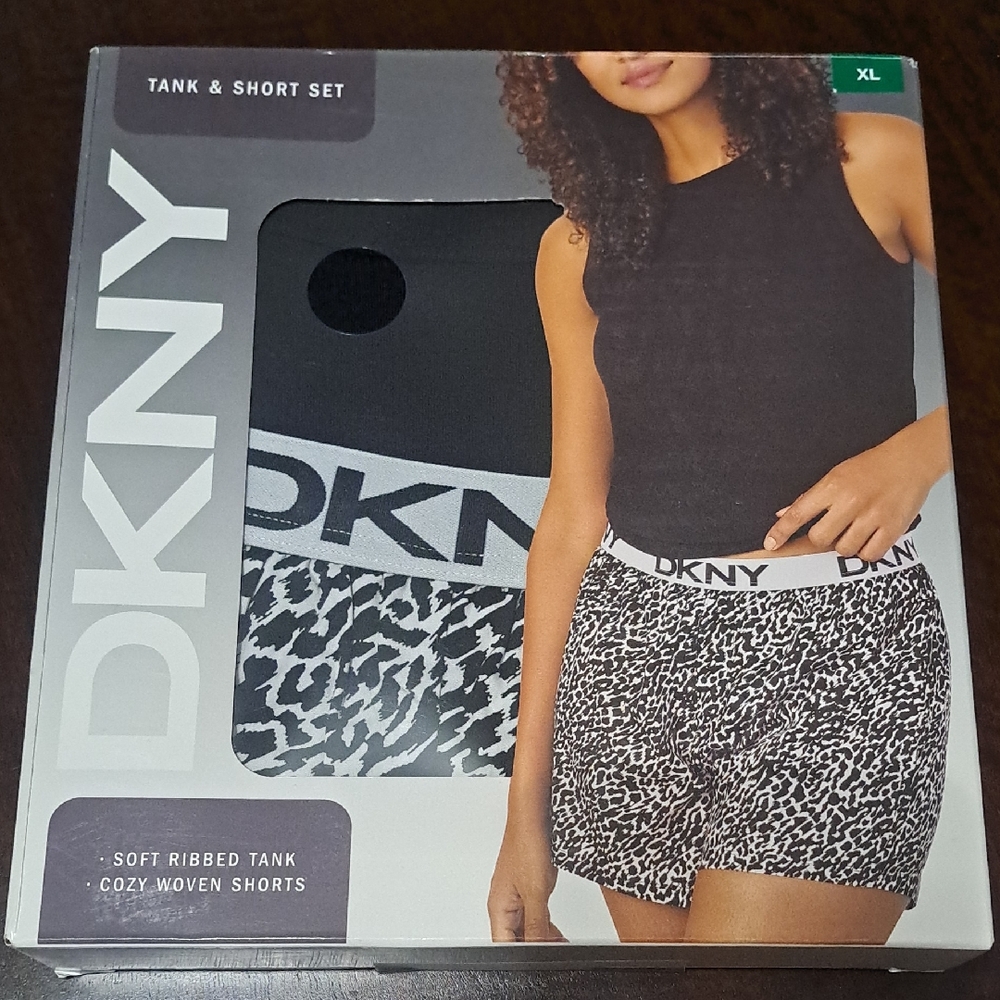 DKNY Black and White Tank & Boxer Set. Size XL NEW. - Picture 1 of 3